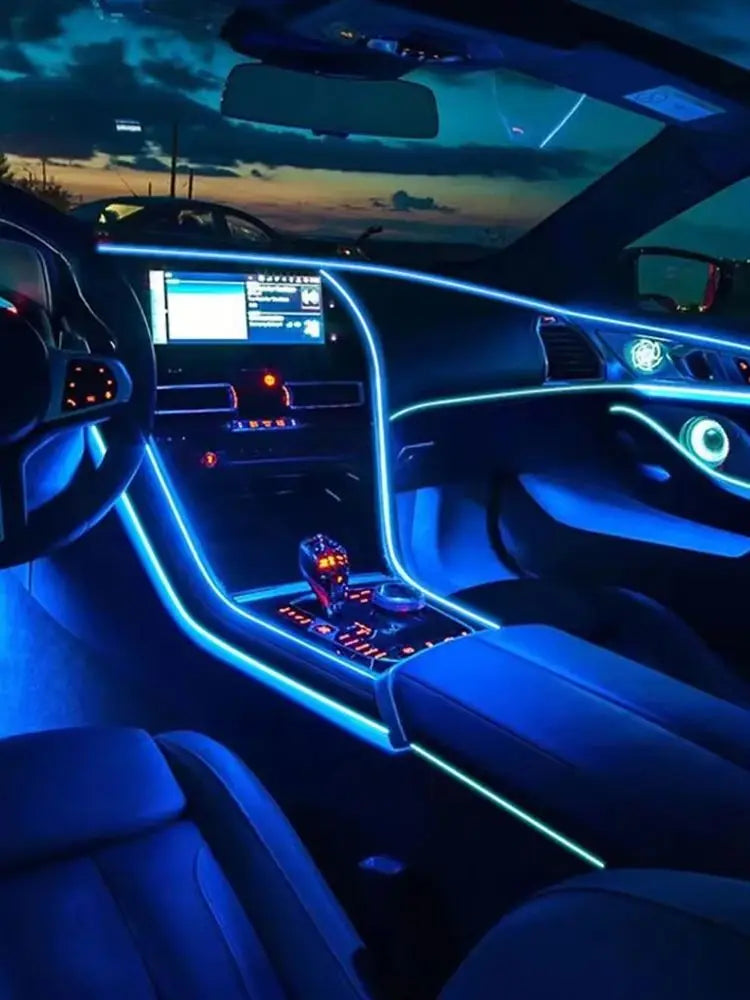 LED Car Interior Ambient Strip Lights RGB Fiber Optic