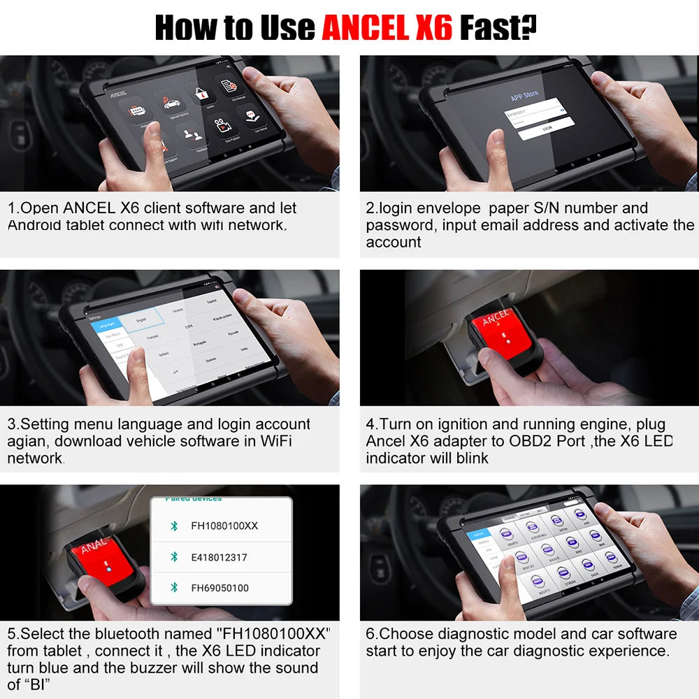 ANCEL X6 OBD2 Car Diagnostic Scanner With ABS TPMS Pro