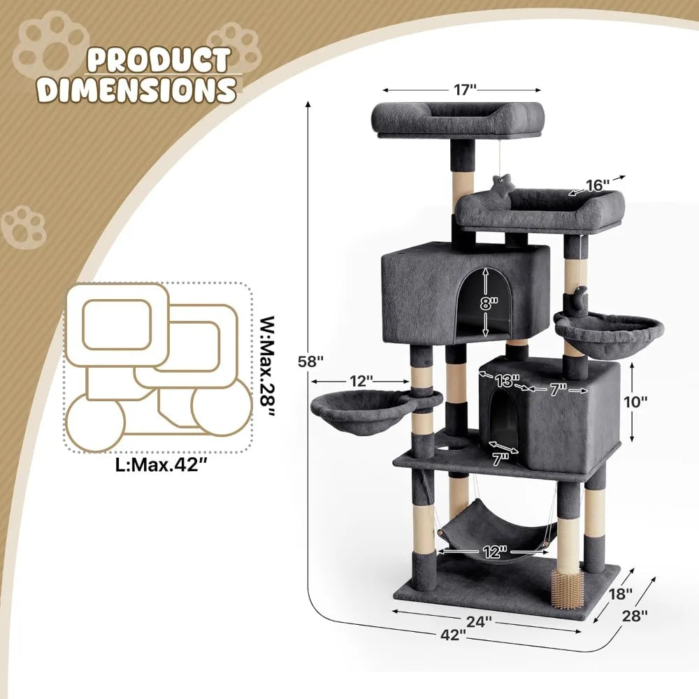 HUANZHUANG Cat Tree Tower With Toy And Scratching Posts