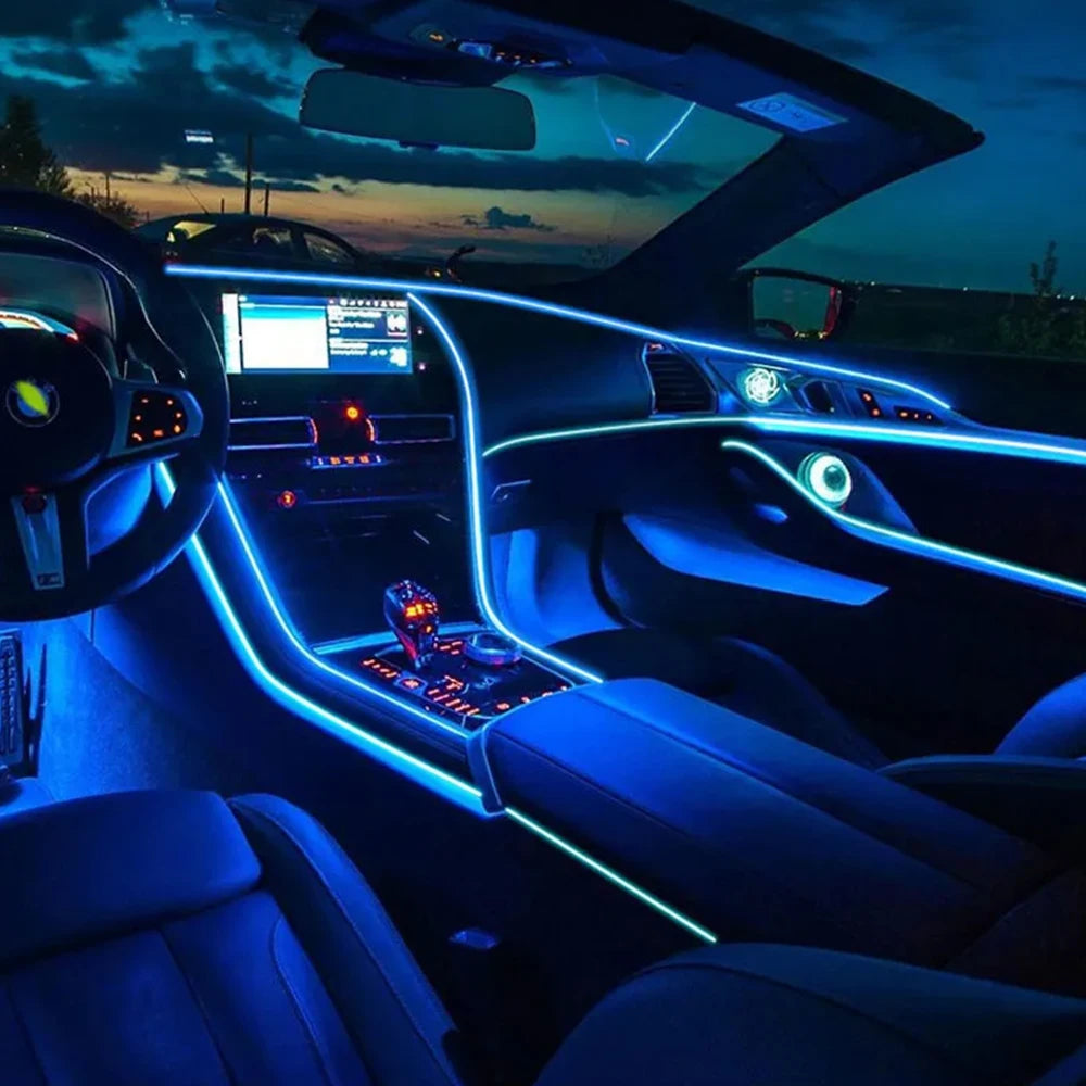 LED Car Interior Ambient Strip Lights RGB Fiber Optic