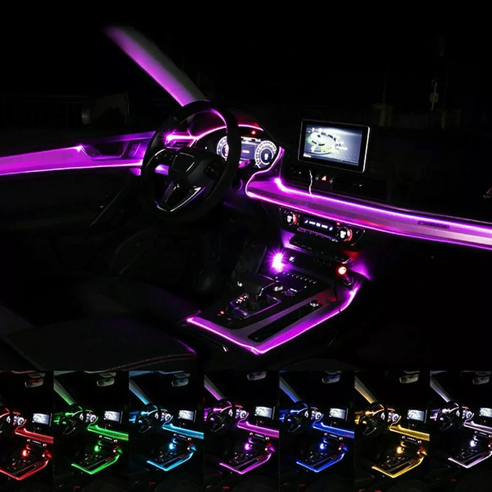LED Car Interior Ambient Strip Lights RGB Fiber Optic
