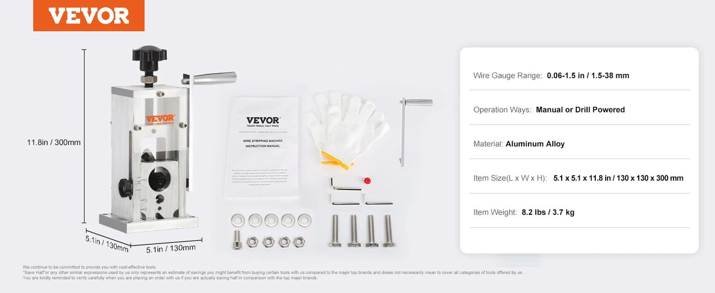 DIY Supplies IndustrialStrength Wire Stripping Machine Aluminum Frame Copper Recycling