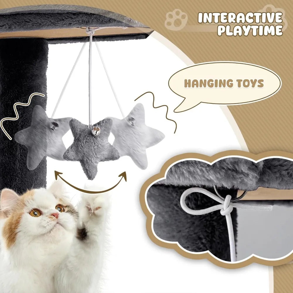 HUANZHUANG Cat Tree Tower With Toy And Scratching Posts
