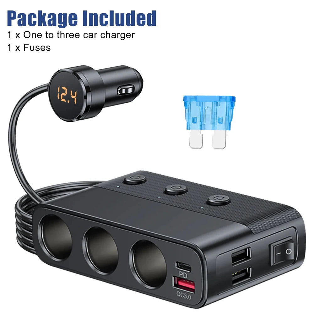 Car Charger Splitter Multi Ports PD30W QC3.0 Adapter