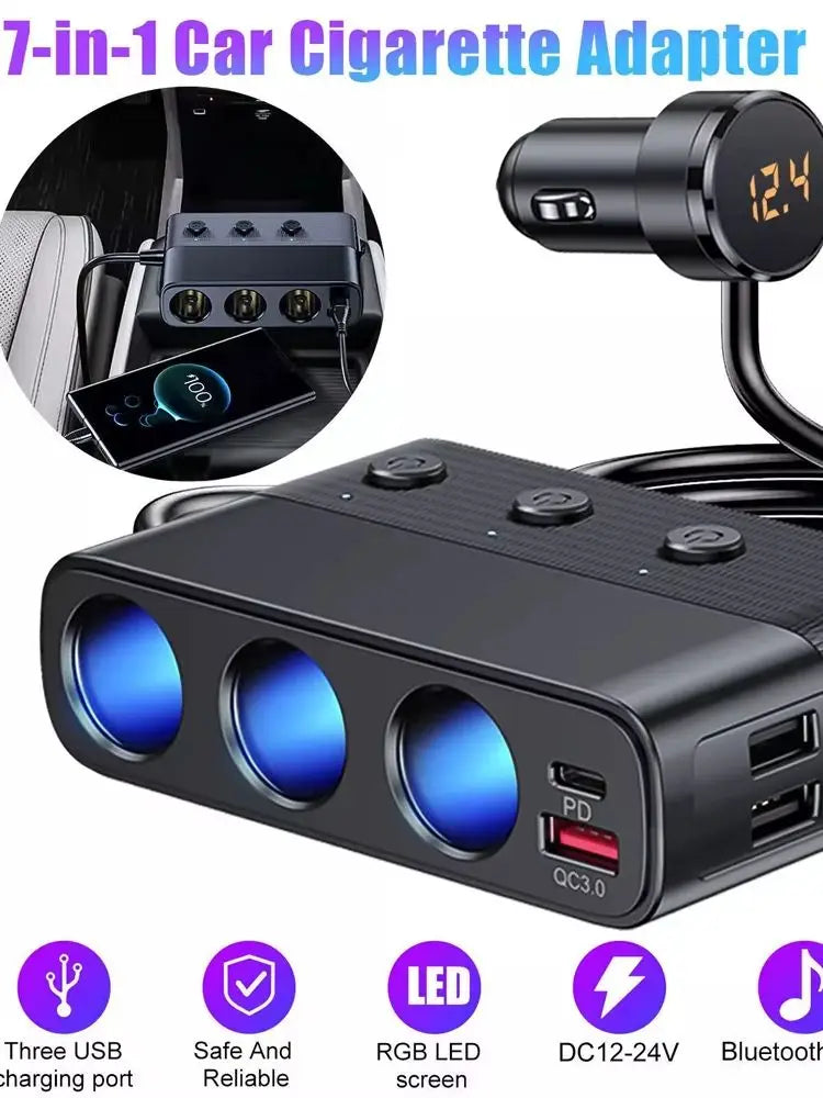 Car Charger Splitter Multi Ports PD30W QC3.0 Adapter