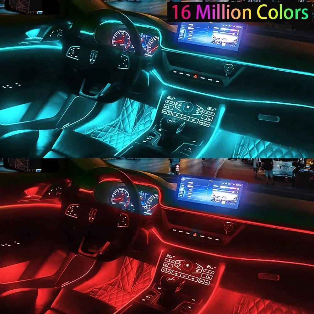 LED Car Interior Ambient Strip Lights RGB Fiber Optic