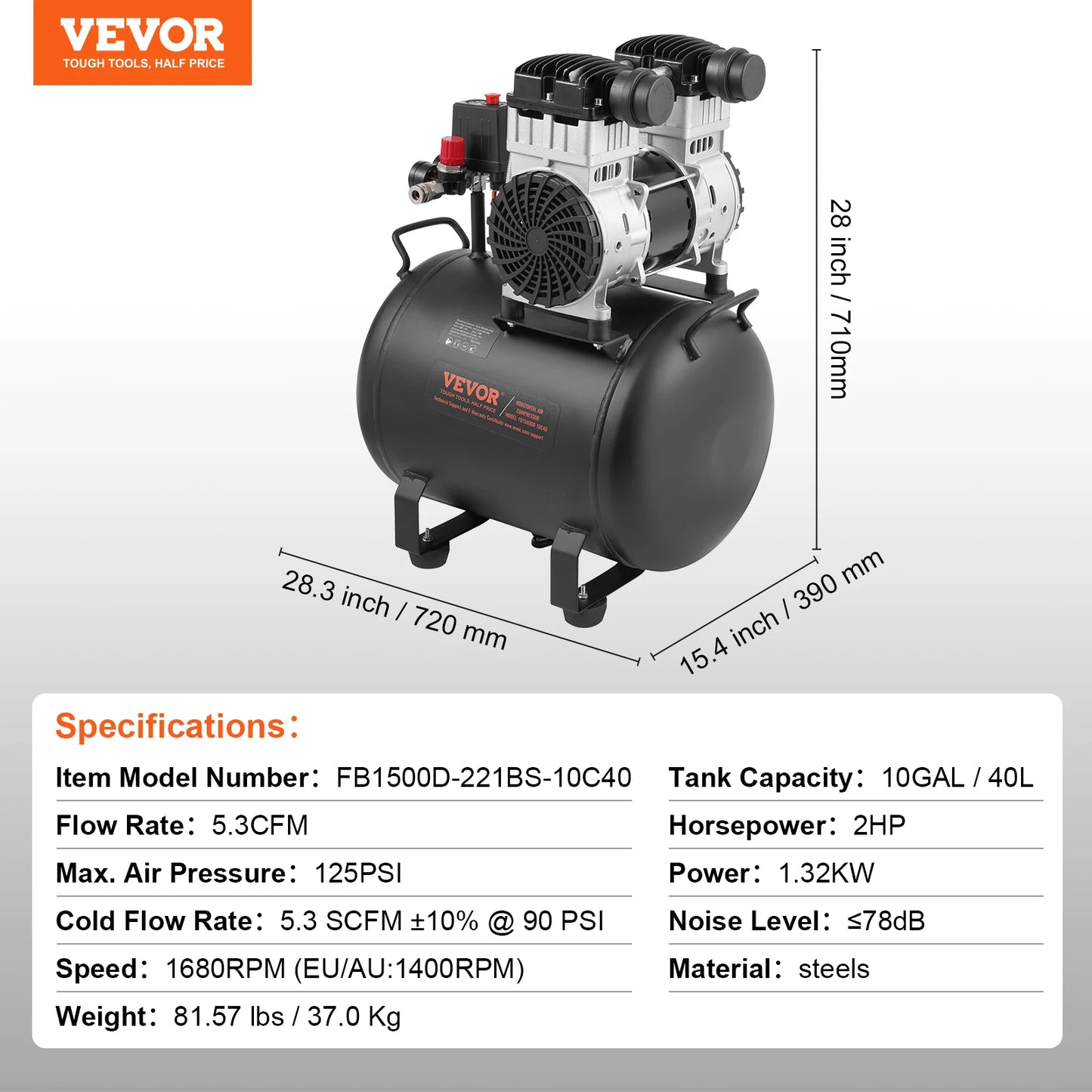 VEVOR Oil Free Portable Air Compressor for Auto Repair
