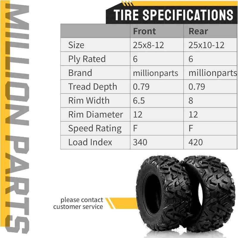 ZRGAE ATV UTV Mud Tire Set 4 Ply Tubeless AllTerrain