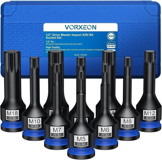 Hign-Concerned 10-Piece XZN Triple Square Socket Set 42CRMO