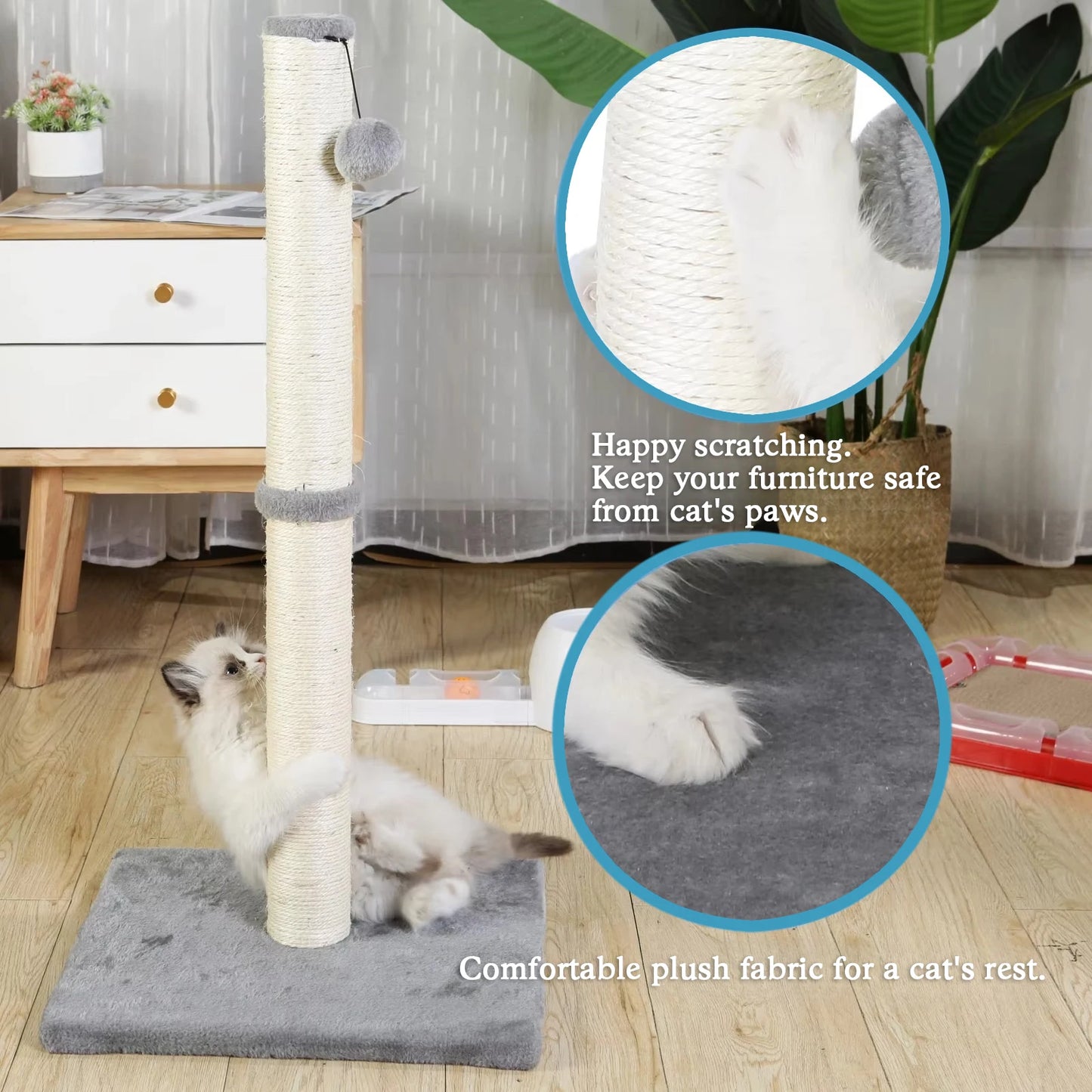 Sisal Double Tier Cat Scratching Post For Indoor Cats