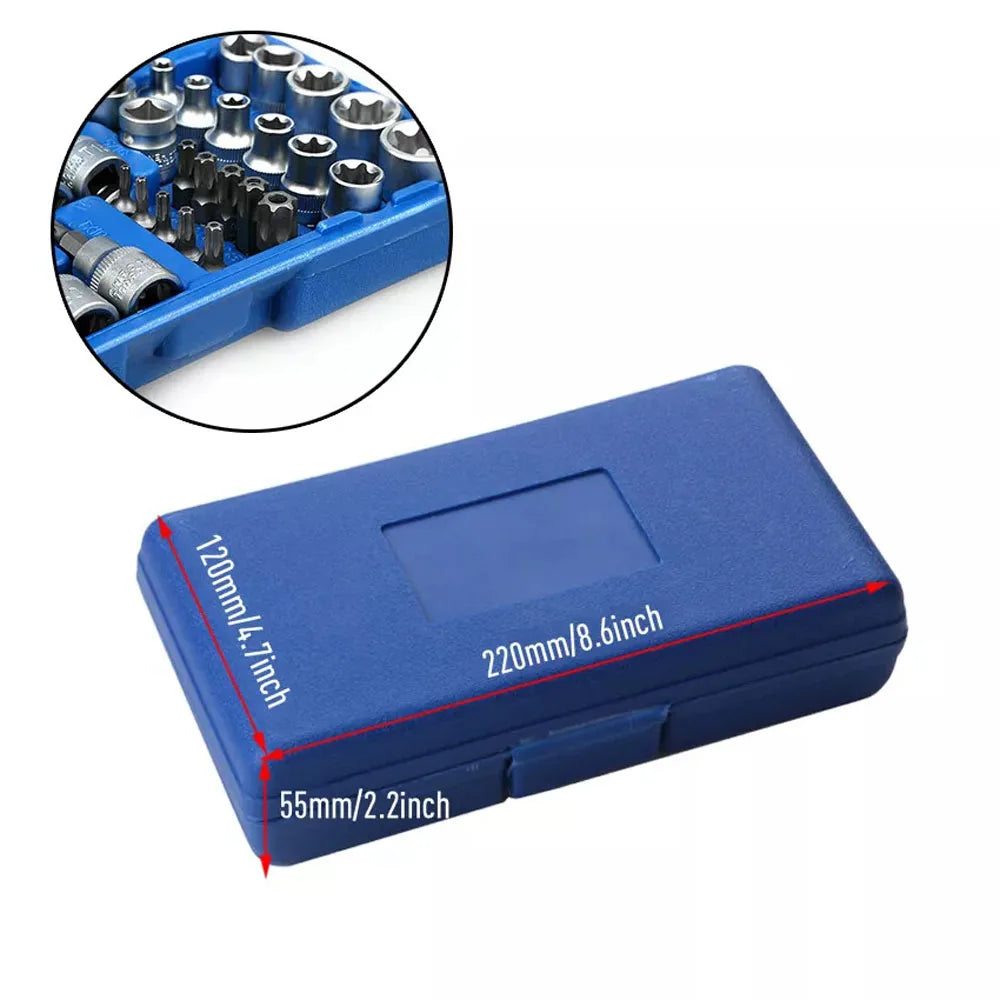 34Pcs Torx Star Socket Set and Bits