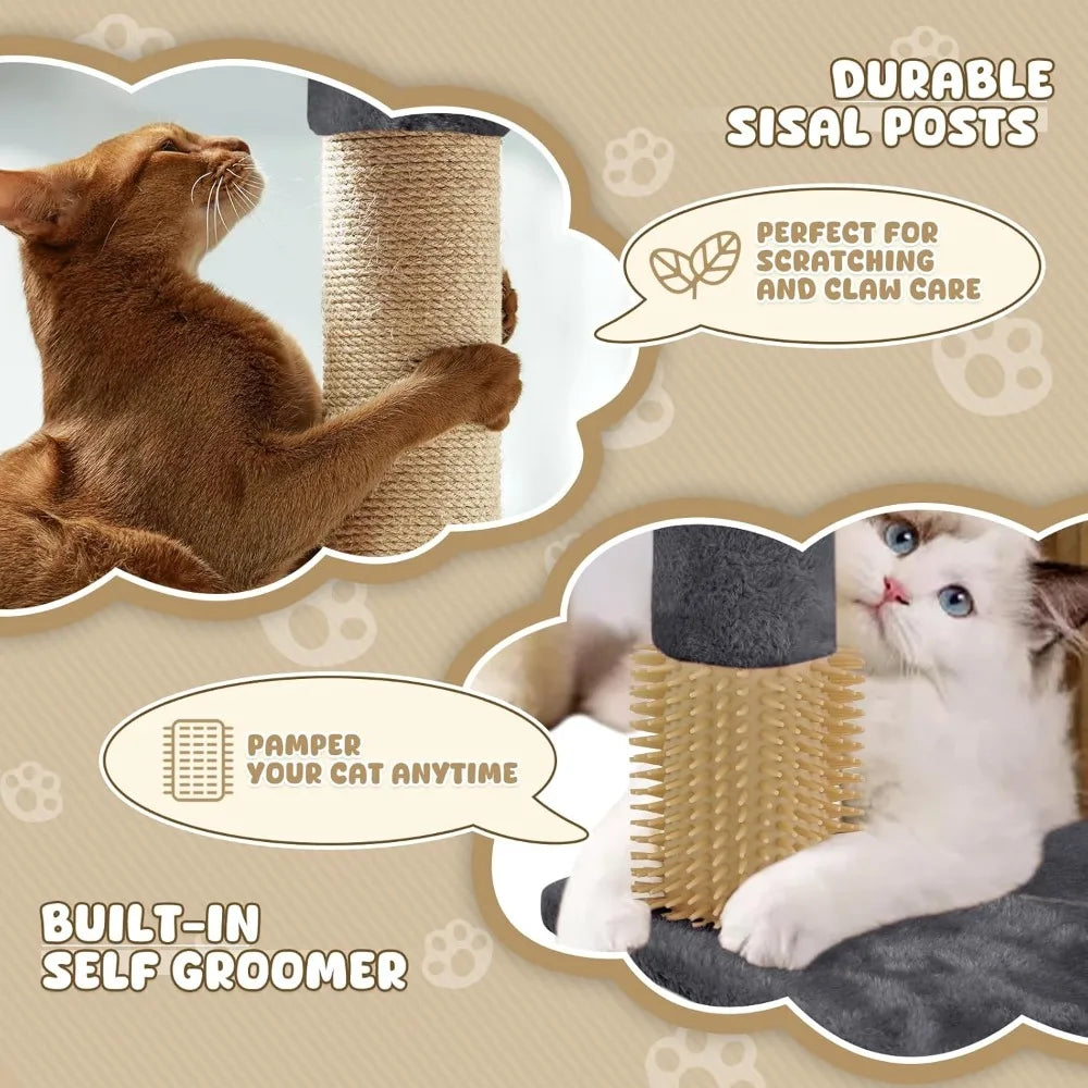 HUANZHUANG Cat Tree Tower With Toy And Scratching Posts