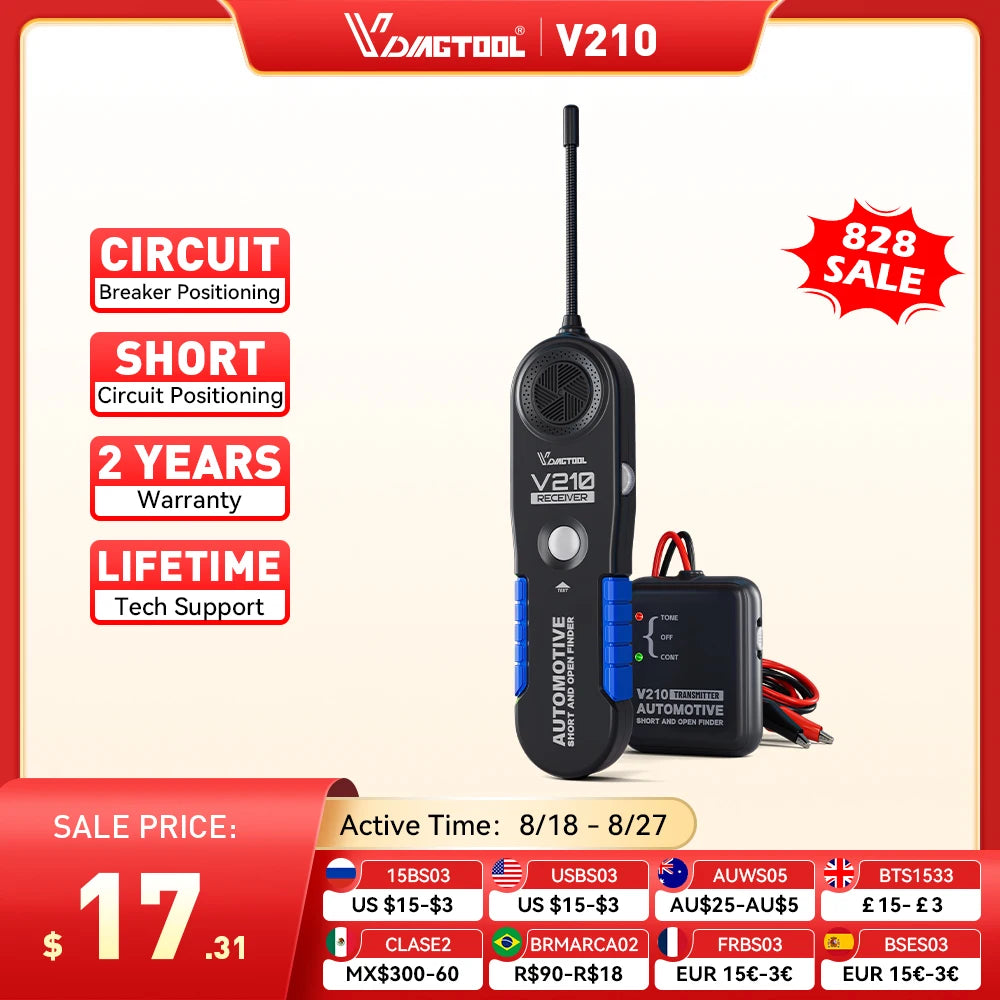 VDIAGTOOL V210 Automotive Circuit Tester 6V-42V Finder