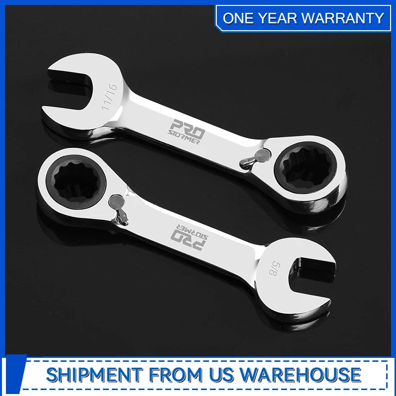 Prostormer Stubby Reversible Ratcheting Wrench Set Kit