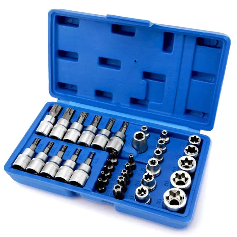 34Pcs Torx Star Socket Set and Bits