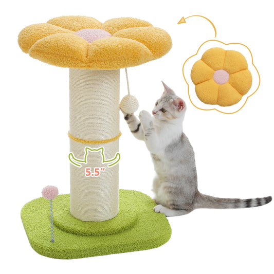 PEQULTICN Flower Cat Scratching Post With Removable Bed