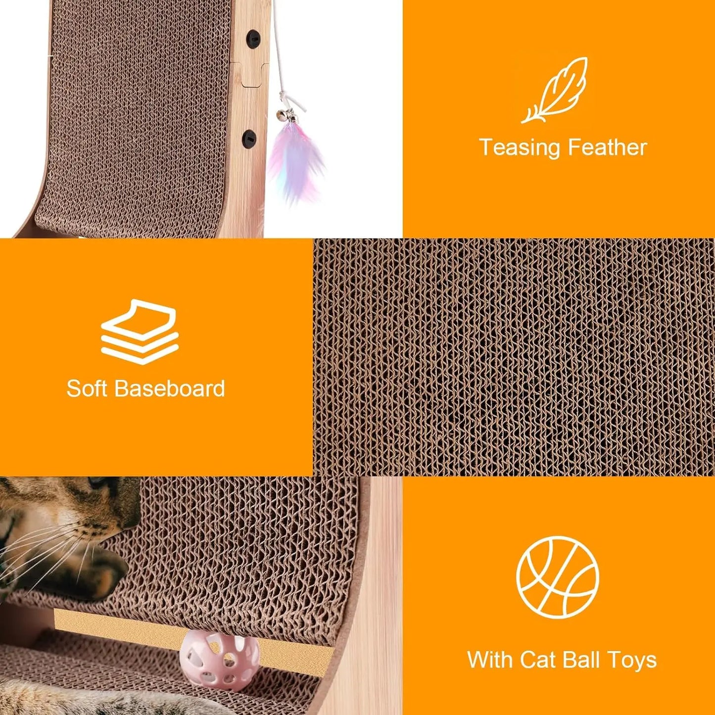 L Shape Cat Scratcher Cardboard Pad For Indoor Cats