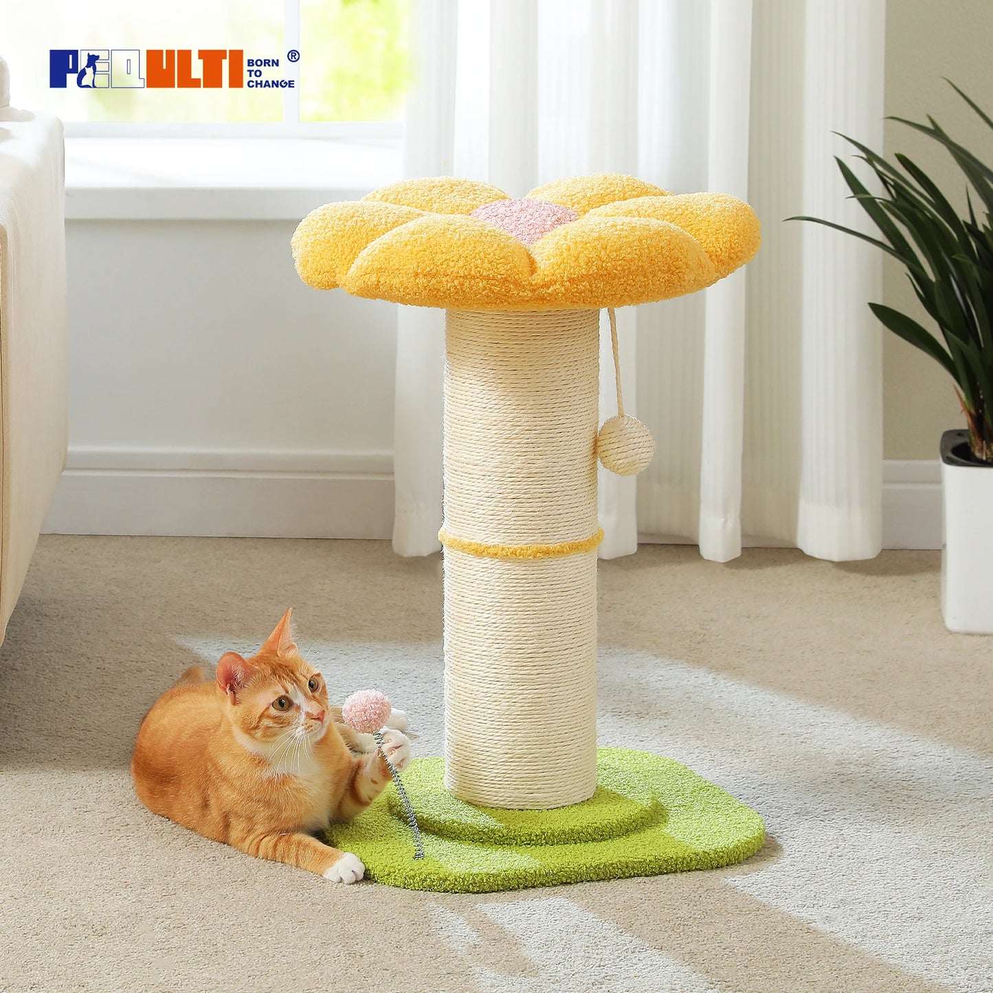 PEQULTICN Flower Cat Scratching Post Tree For Indoor Cats
