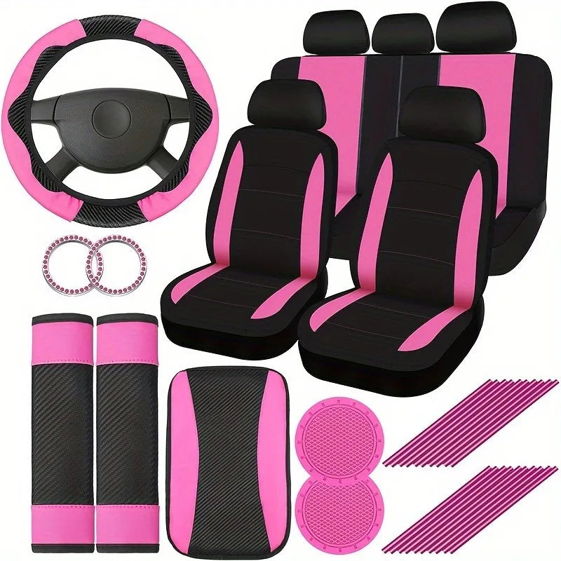 Women's Car Interior 37-Piece Set Seat Covers and Accessories