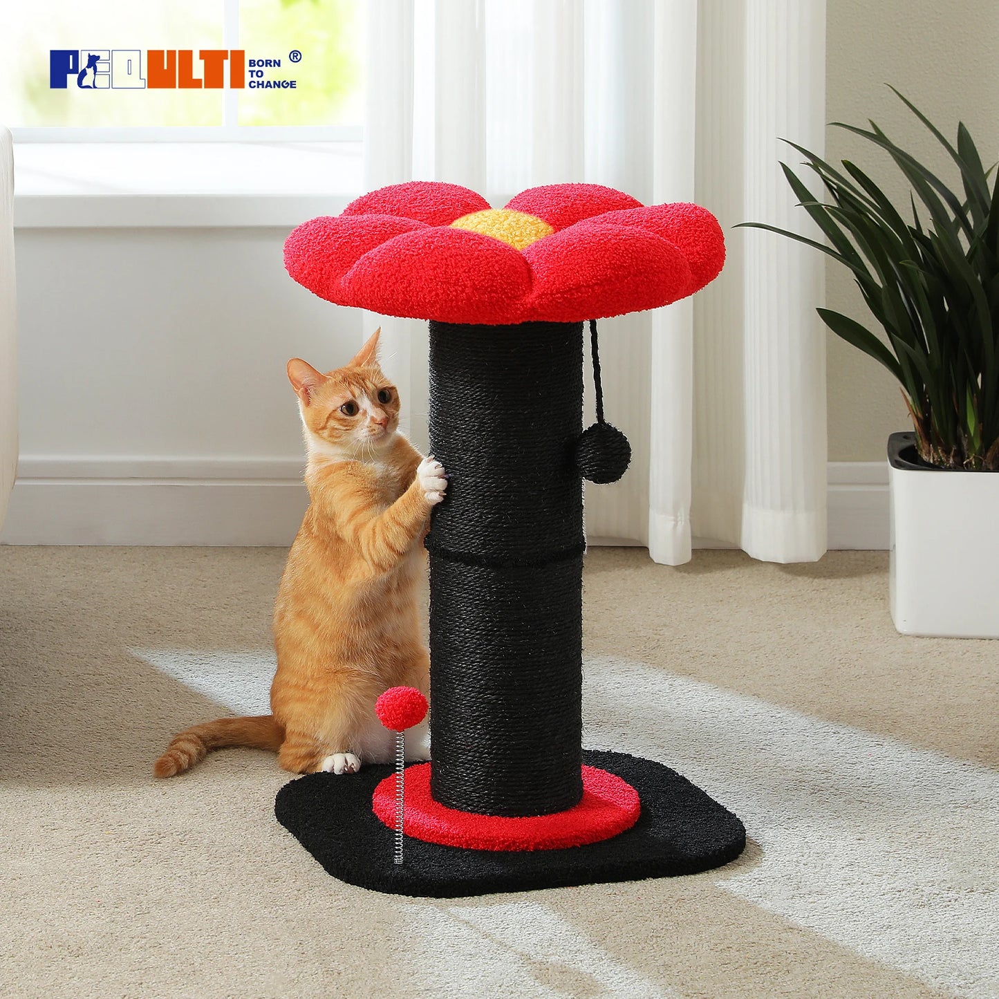 PEQULTICN Flower Cat Scratching Post Tree For Indoor Cats