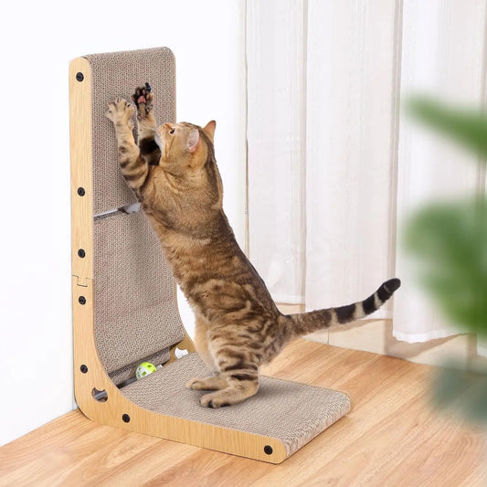 L Shape Cat Scratcher Cardboard Pad For Indoor Cats