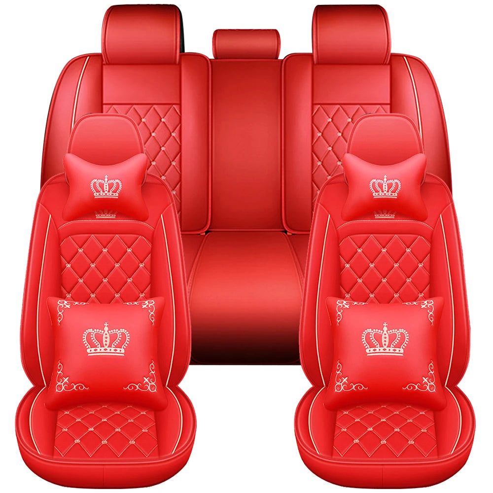 Universal 5 Seat PU Leather Car Seat Covers Full Set Front And Rear Anti Scratch Protection