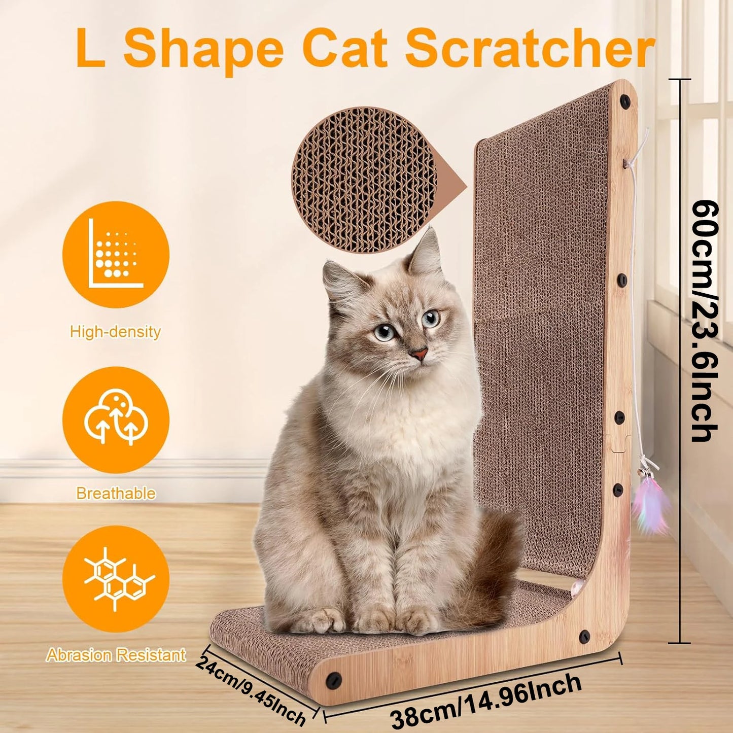 L Shape Cat Scratcher Cardboard Pad For Indoor Cats