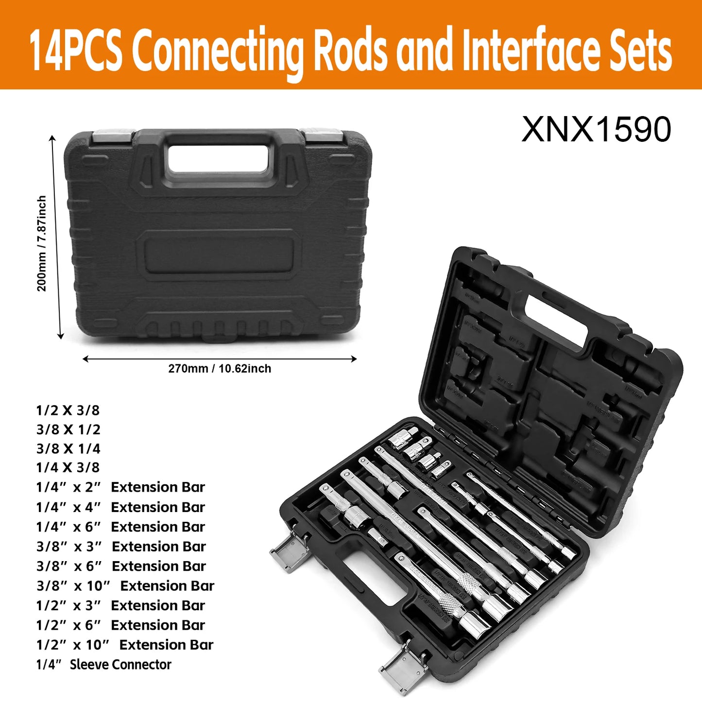 NIUXIANG 14pcs Impact Drive Extension And Socket Adapter Set
