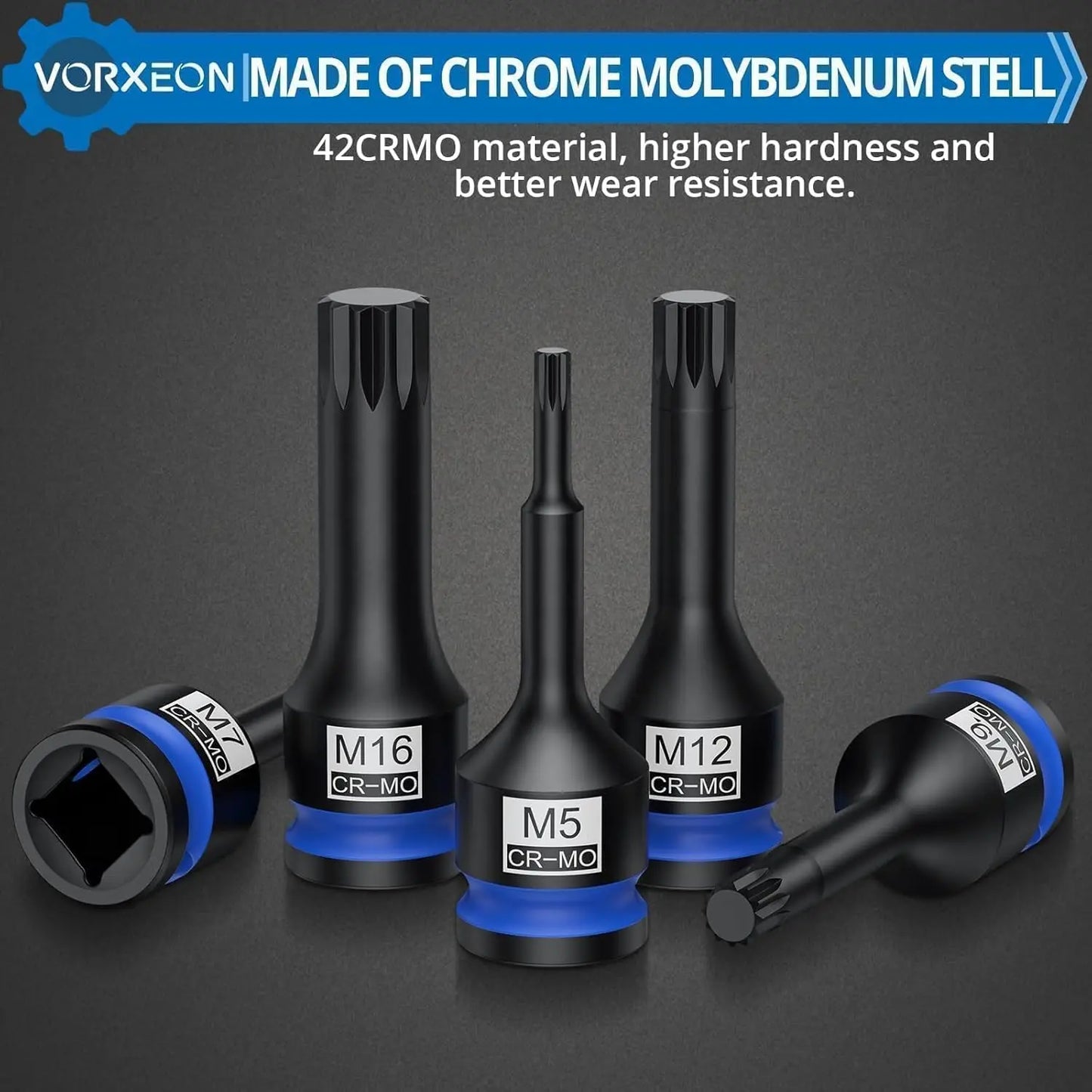 Hign-concerned XZN Triple Square Bit Socket Set 42CRMO ChromiumMolybdenumAlloy Machining