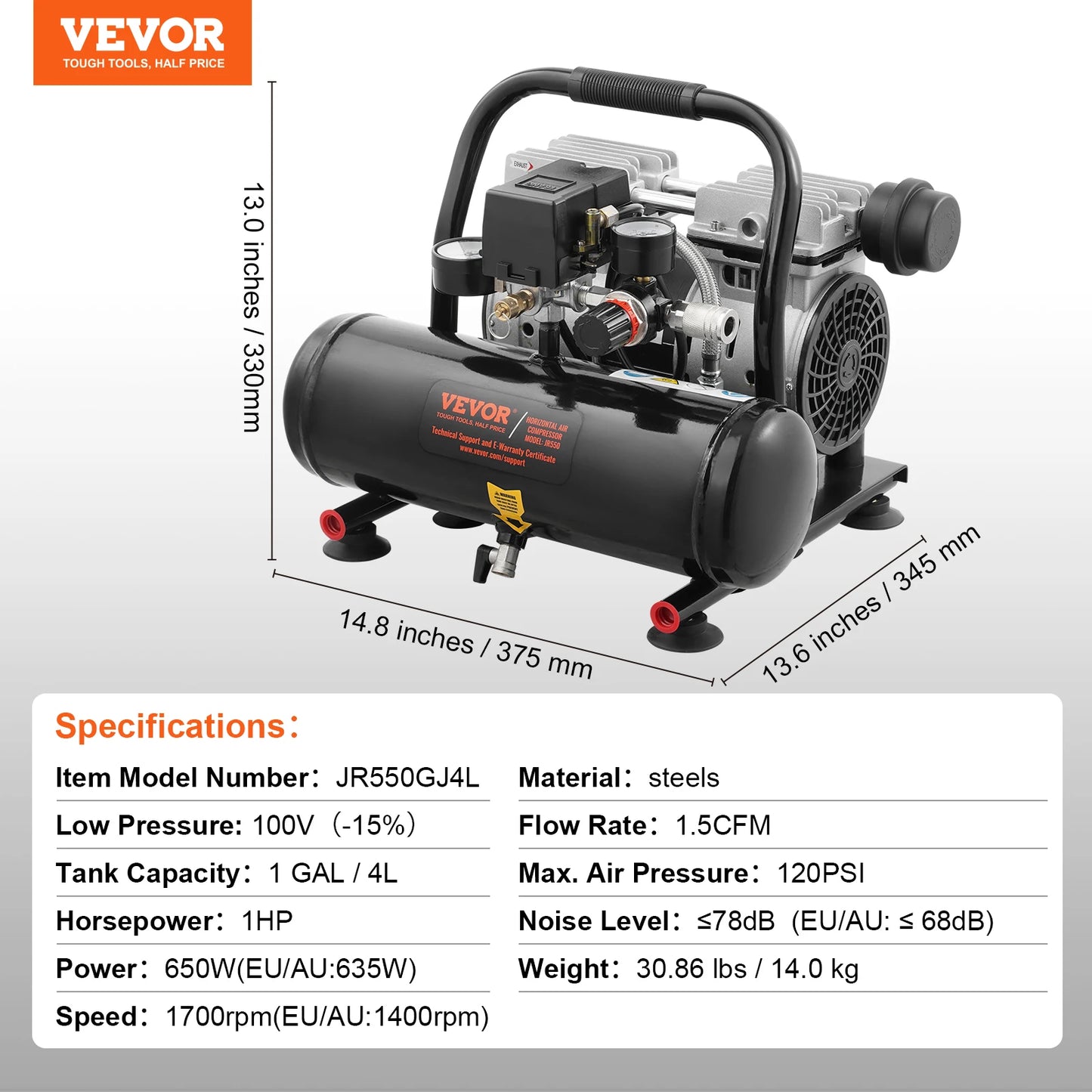 VEVOR Oil Free Portable Air Compressor for Auto Repair
