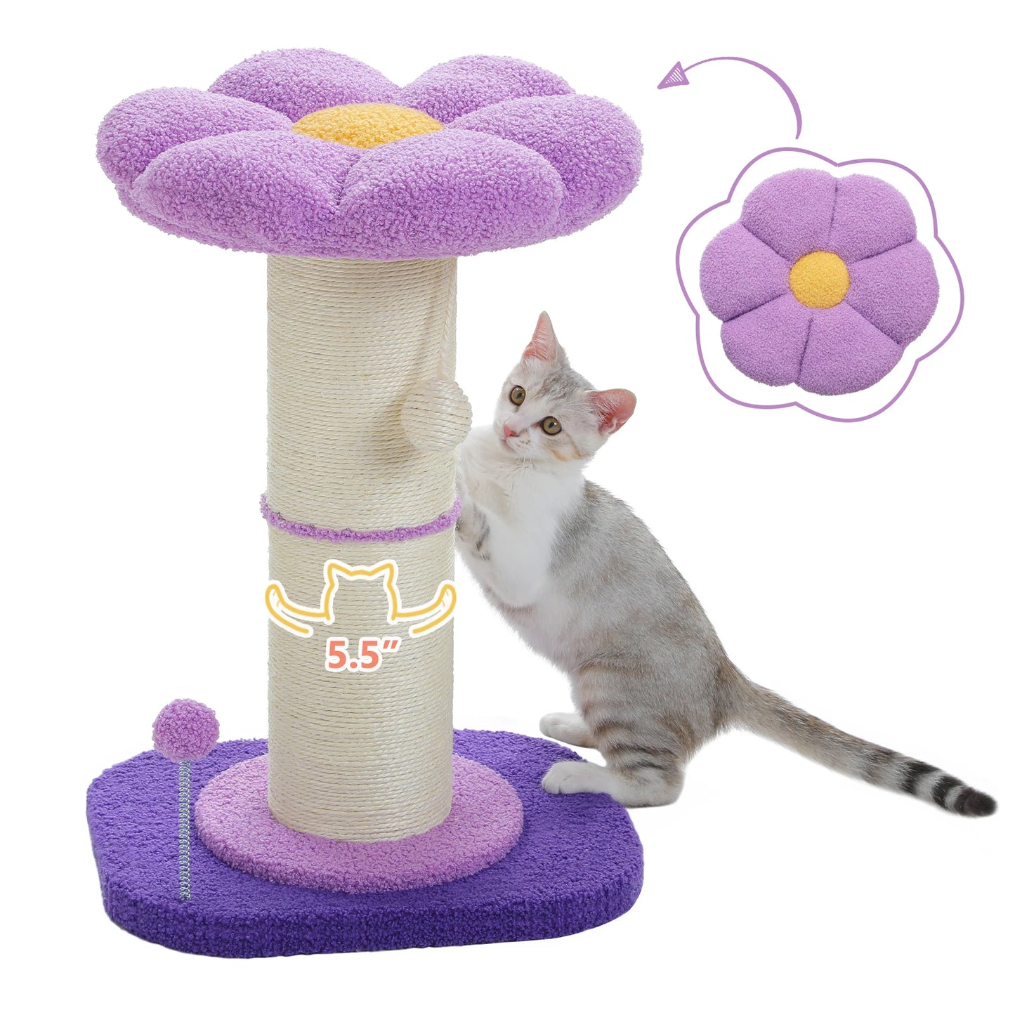 PEQULTICN Flower Cat Scratching Post Tree For Indoor Cats