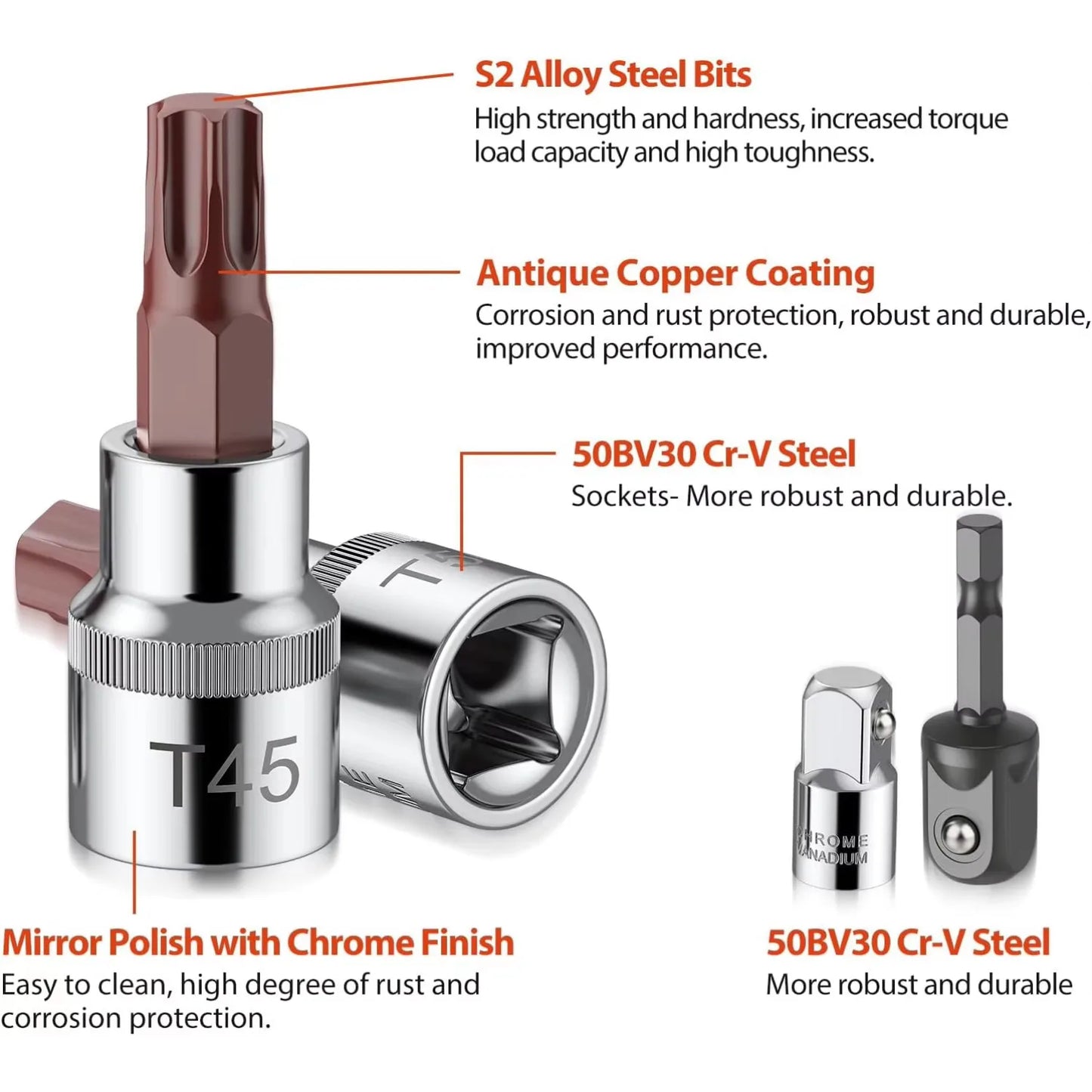 HignConcerned Chemical 15 Piece TX Star Bit Socket S2 Steel