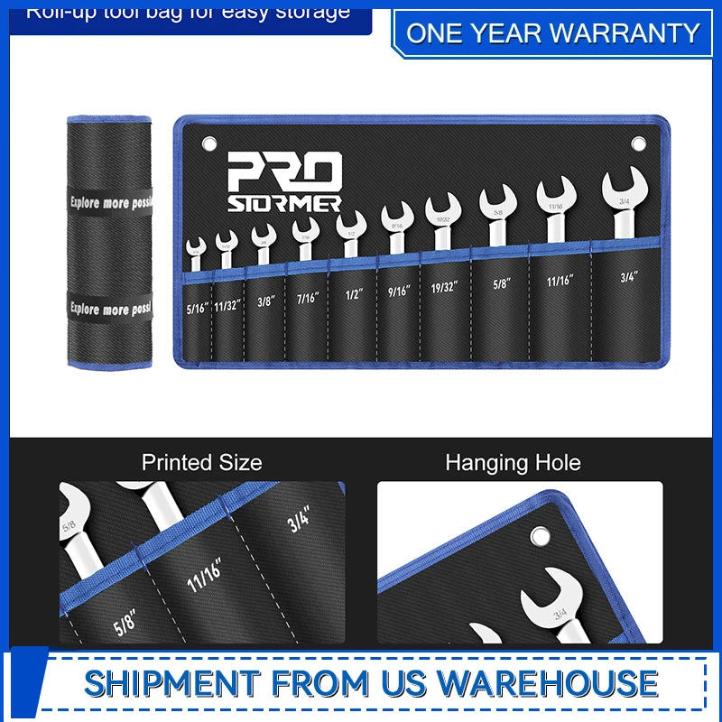 Prostormer Stubby Reversible Ratcheting Wrench Set Kit