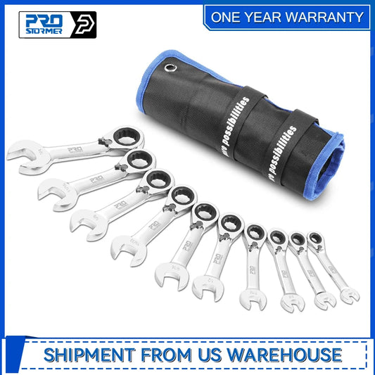 Prostormer Stubby Reversible Ratcheting Wrench Set Kit