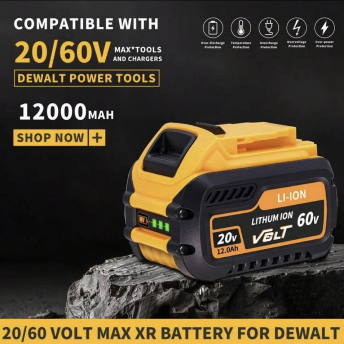 BlawhiHignconcerned 12.0Ah Dewalt FlexVolt Battery DCB609