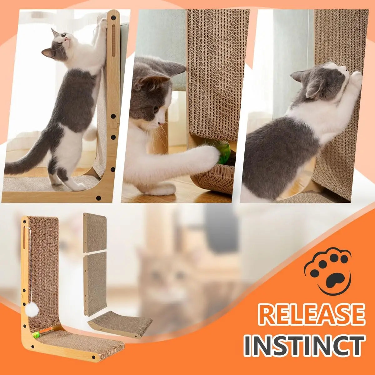 L Shape Cat Scratcher Cardboard Pad For Indoor Cats