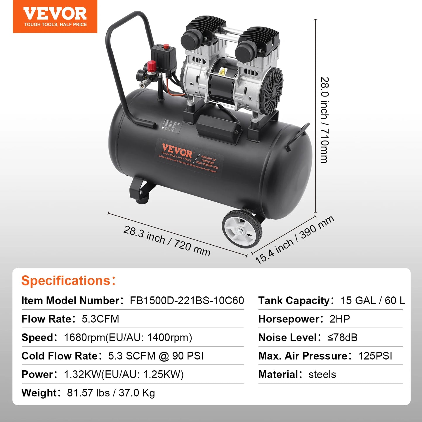 VEVOR Oil Free Portable Air Compressor for Auto Repair