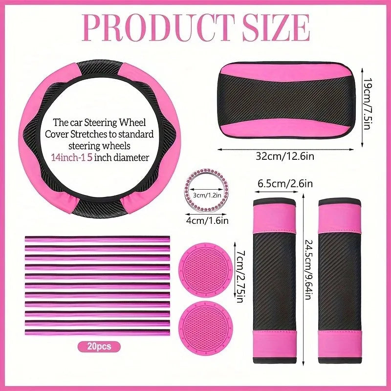 Women's Car Interior 37-Piece Set Seat Covers and Accessories