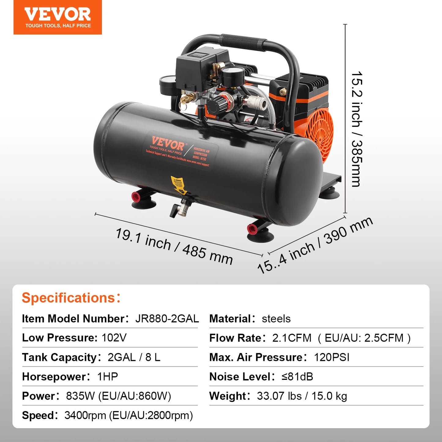 VEVOR Oil Free Portable Air Compressor for Auto Repair