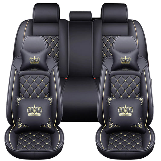 Universal 5 Seat PU Leather Car Seat Covers Full Set Front And Rear Anti Scratch Protection