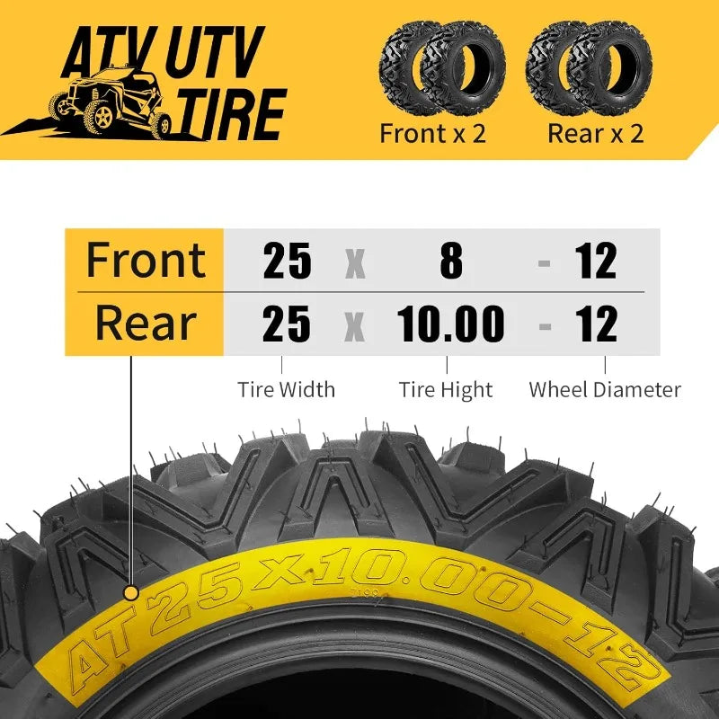 ZRGAE ATV UTV Mud Tire Set 4 Ply Tubeless AllTerrain