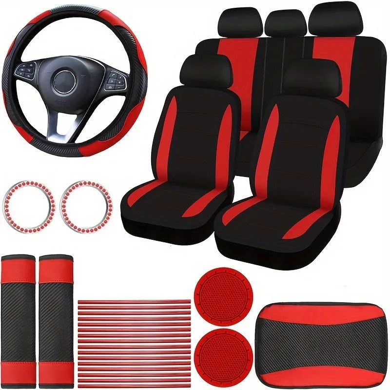 Women's Car Interior 37-Piece Set Seat Covers and Accessories