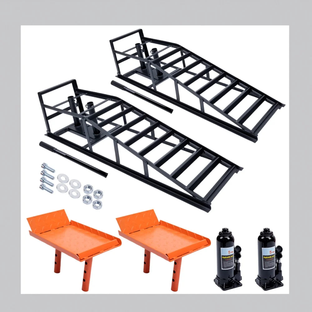 Two Piece Heavy Duty Hydraulic Car Ramps 11000lbs